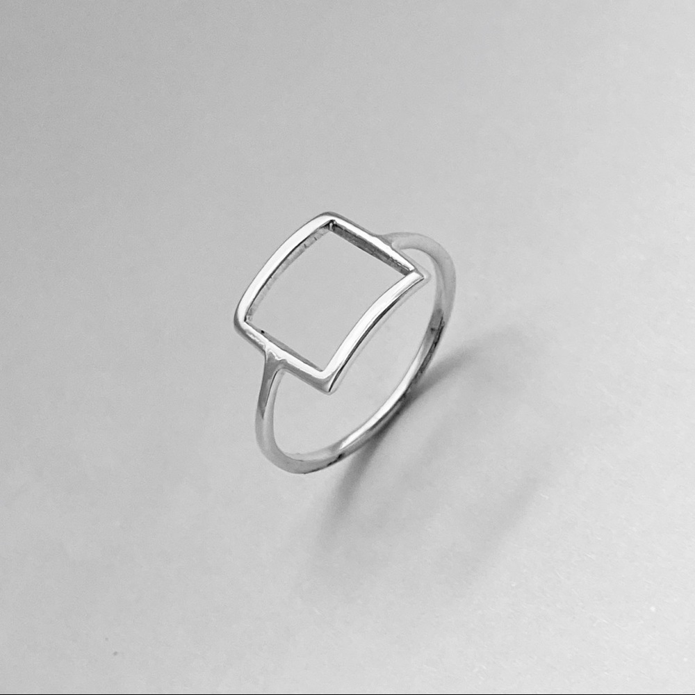 Sterling Silver Thin Open Square Ring, Delicate R… - image 8